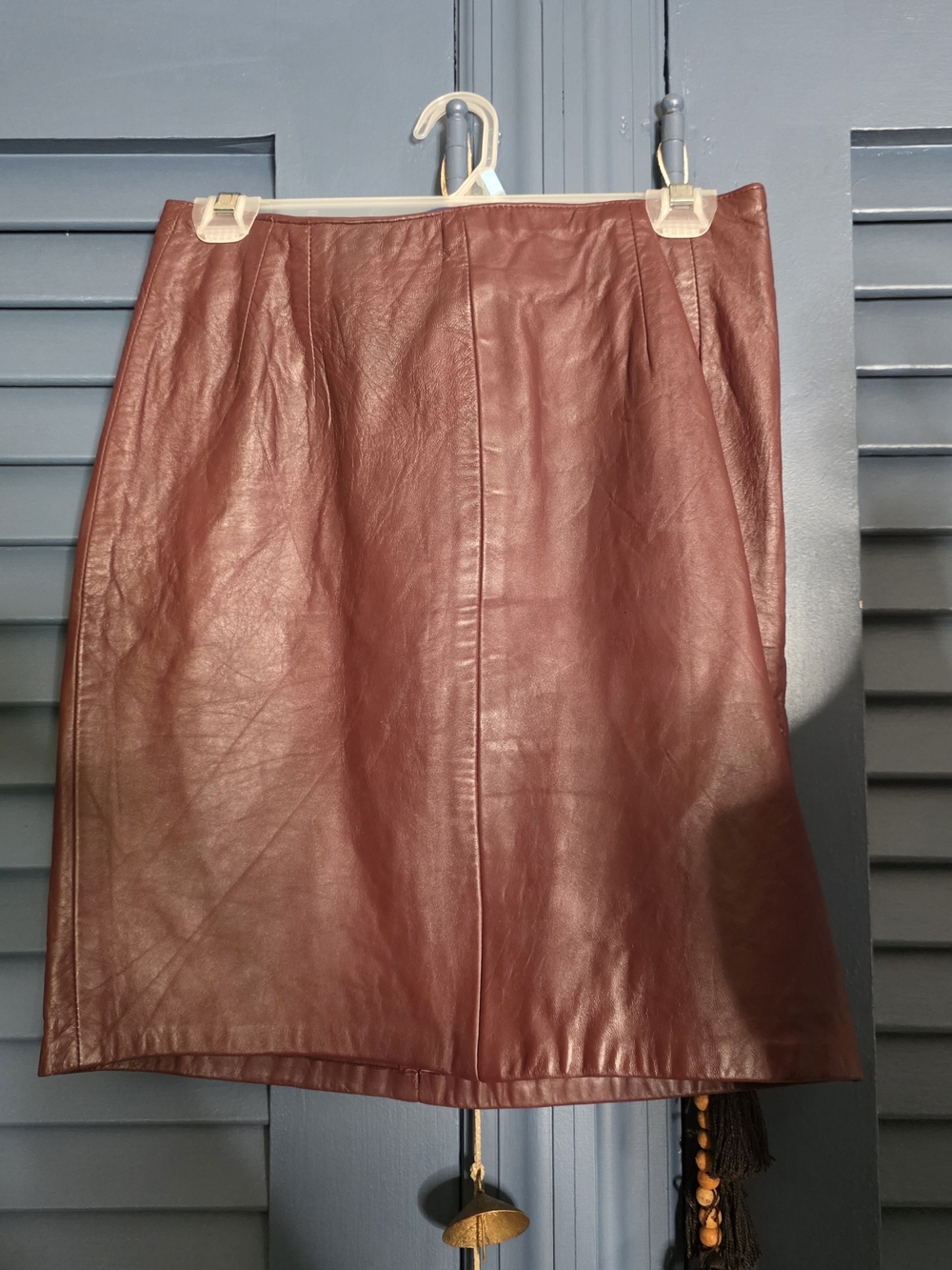 Vintage Burgundy Pencil Leather Skirt